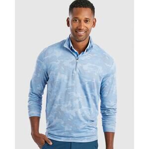 Johnnie-O Titan Blue Camo !/4 Zip Lightweight Golf Layer Mens M
